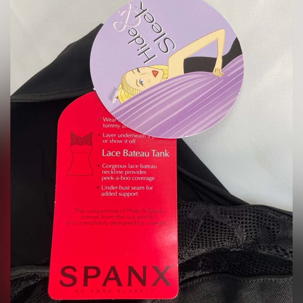 SPANX Black Lace Bateau Tank - Picture 3 of 4